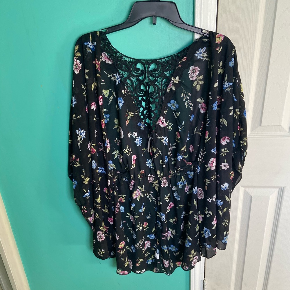 Floral print sheer kimono